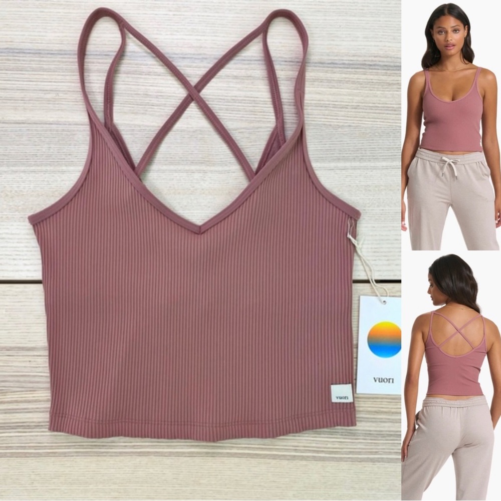Vuori Rib Crop Tank |Marsala | Size Medium